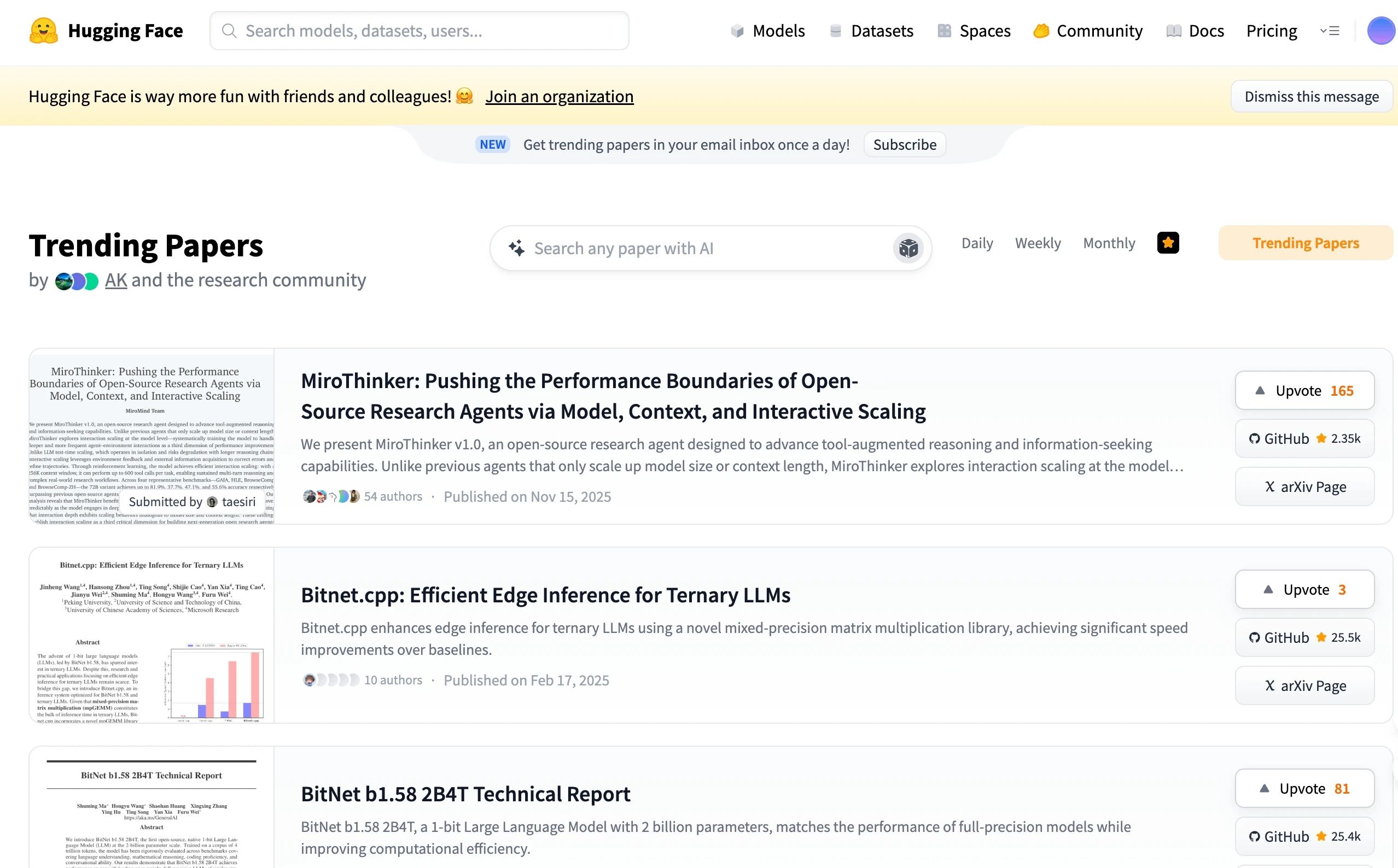 Hugging Face Papers Trending